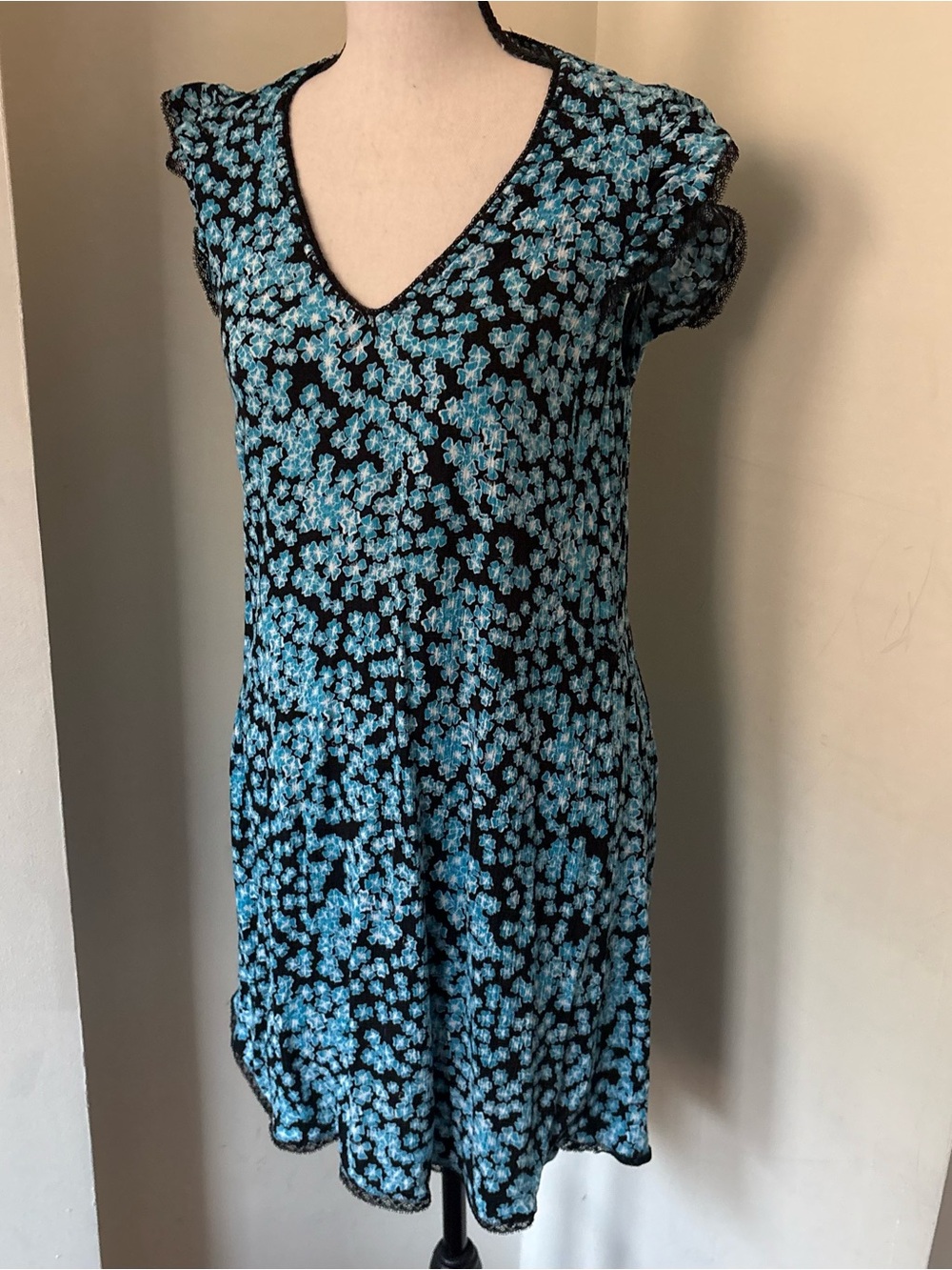 Zadig & Voltaire Blue Floral V-Neck Women’s Dress
